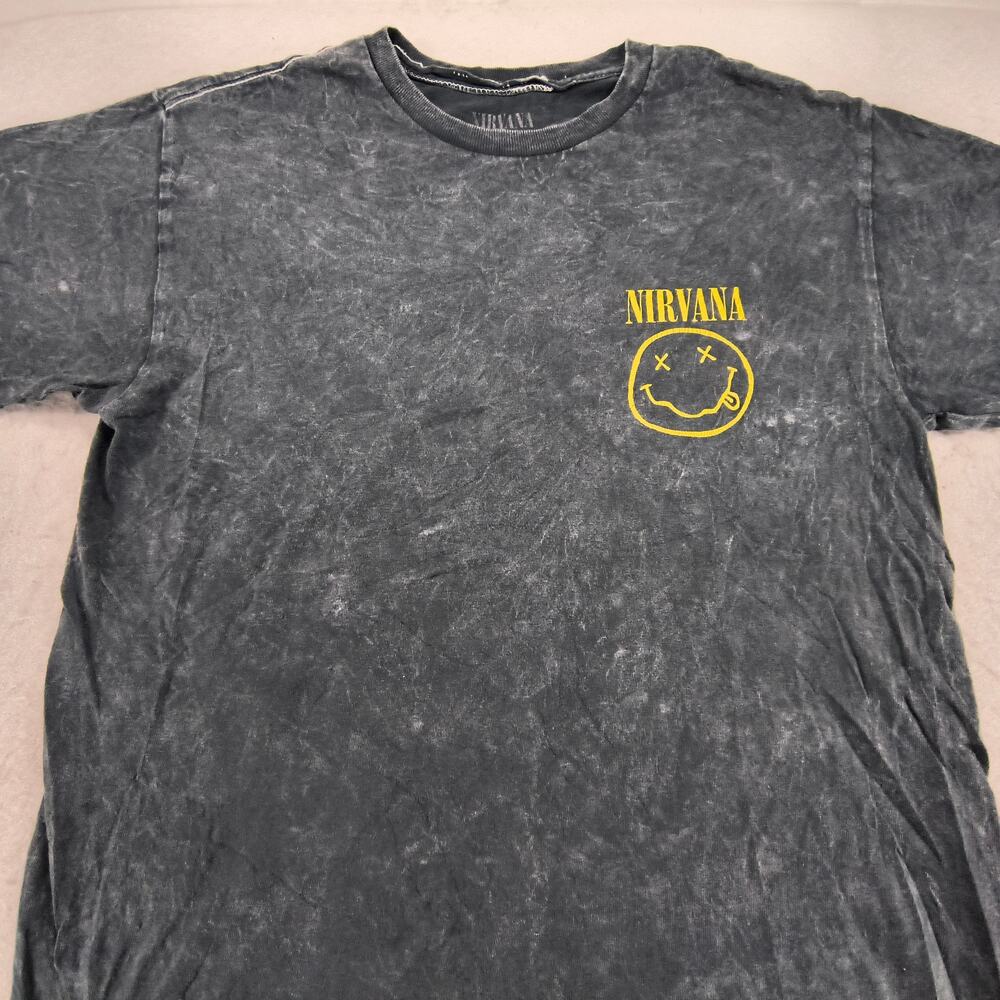 Nirvana Band Crew Neck Short Sleeve Graphic Shirt Mens Medium M Black Yellow